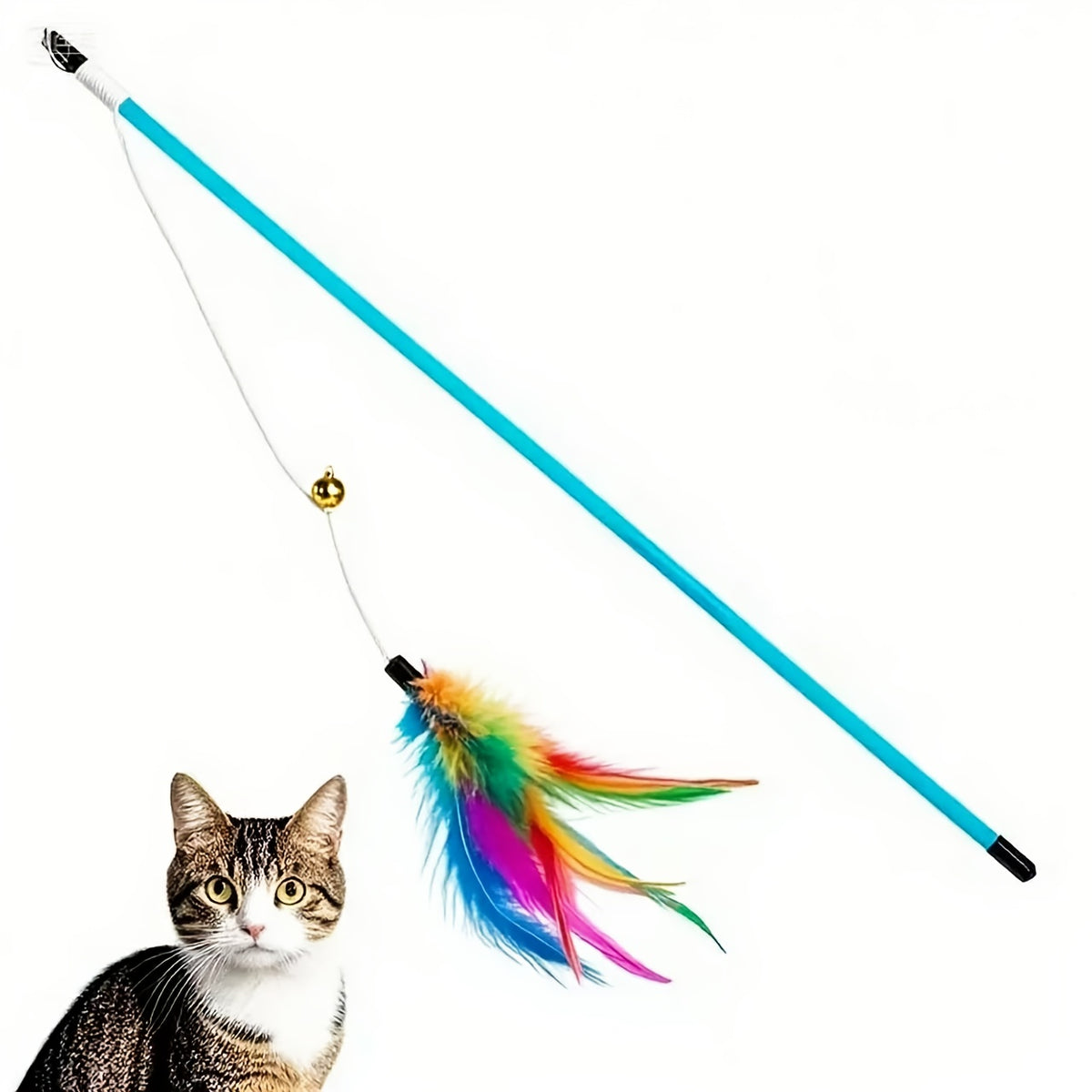 Cat teaser wand toy with a bell