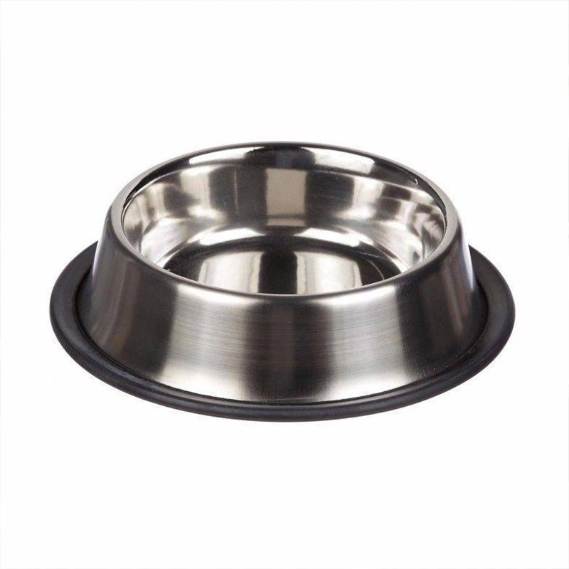37 cm stainless steel pet bowl with a non-slip rubber base