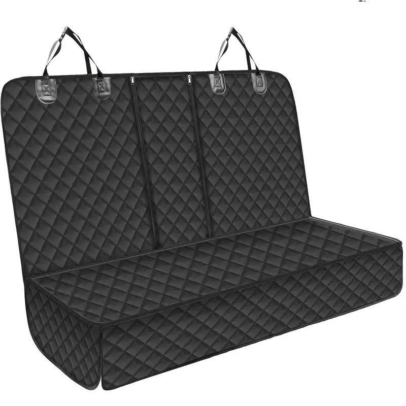 Black quilted car back-seat pet mat with side flaps