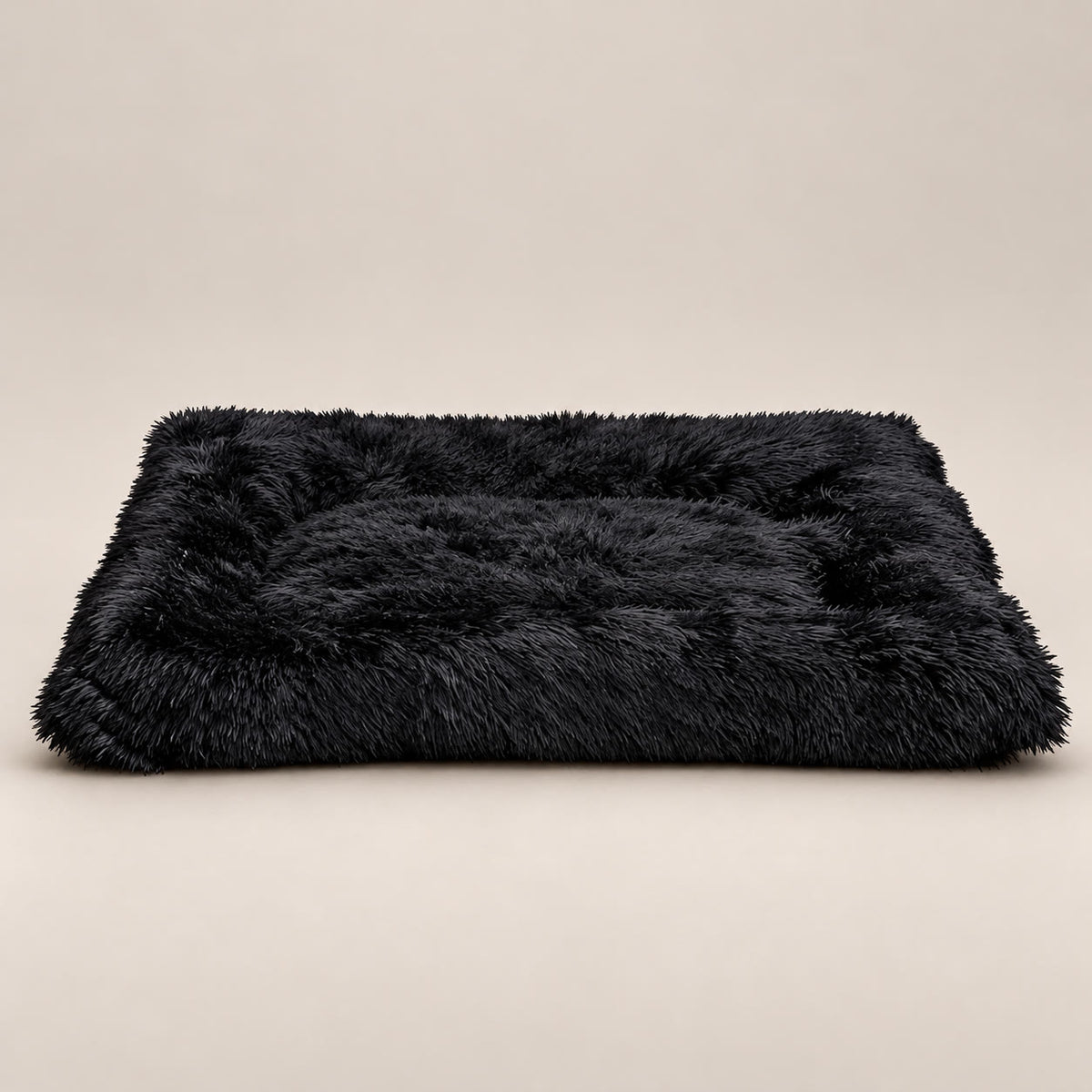XXL flat plush pet bed mattress, about 86 x 70 cm - studio photograph on a warm neutral backdrop