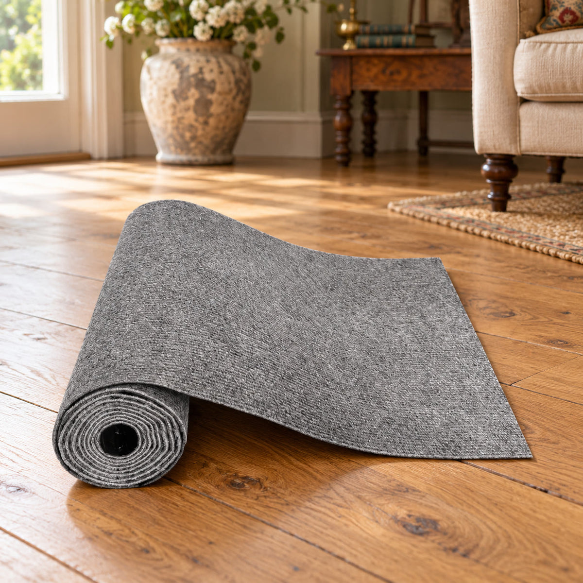 Roll of grey self-adhesive cat scratch mat, 30 x 100 cm - styled in a country-house interior